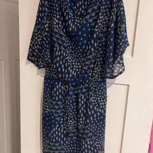 Elegant Blue and Gold Patterned Dress